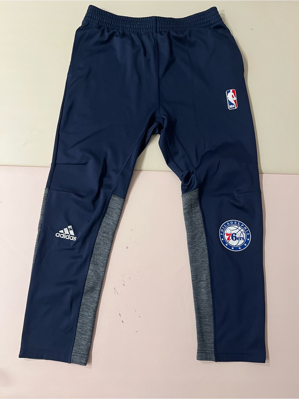 adidas Navy & Gray Philadelphia 76ers NBA Track Pants men size large